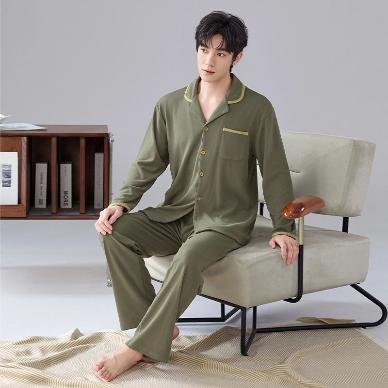 芬腾可安 秋冬季经典保暖锁温亲肤简约外出可穿少年感开衫家居服睡衣套装 男款