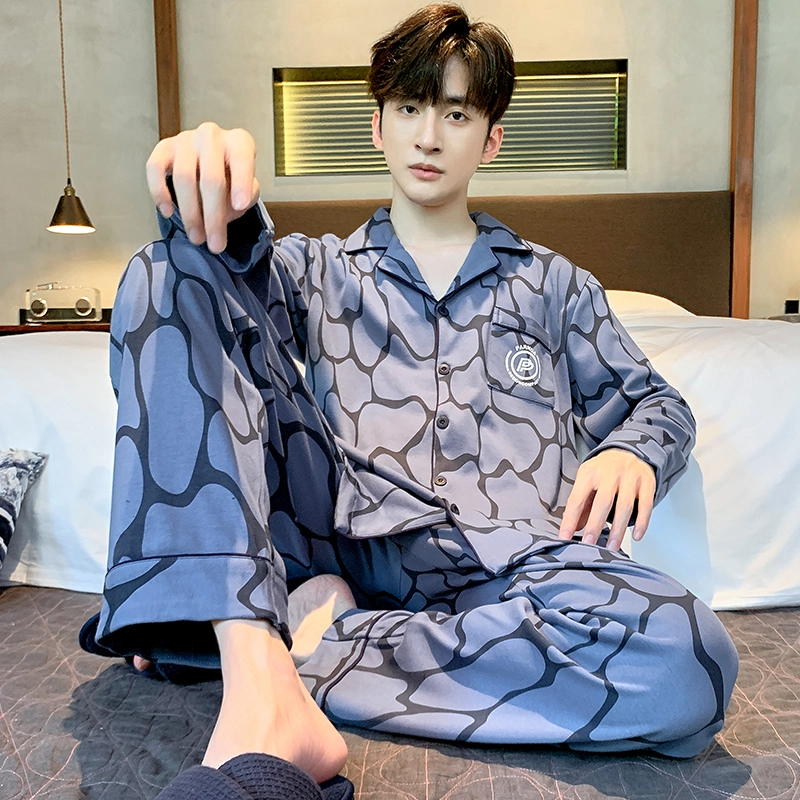 芬腾可安 春秋季可外穿遮肉休闲显瘦经典时尚家居服睡衣套装 男款