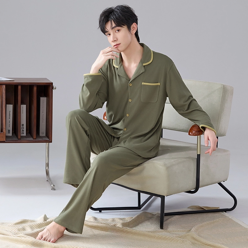 芬腾可安 秋冬季经典保暖锁温亲肤简约外出可穿少年感开衫家居服睡衣套装 男款