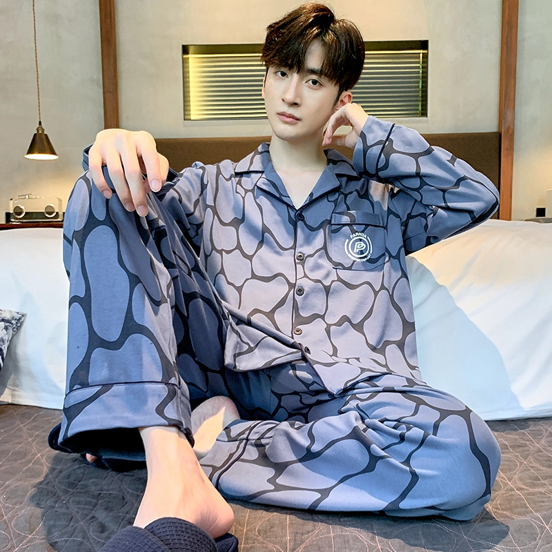 芬腾可安 春秋季可外穿遮肉休闲显瘦经典时尚家居服睡衣套装 男款