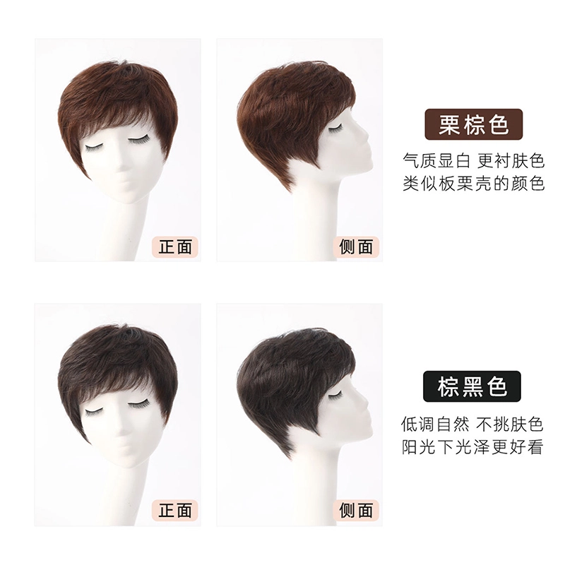 时影 假发 甜酷盐系短发真人发丝女头套假发 透气假发套增发量遮白发