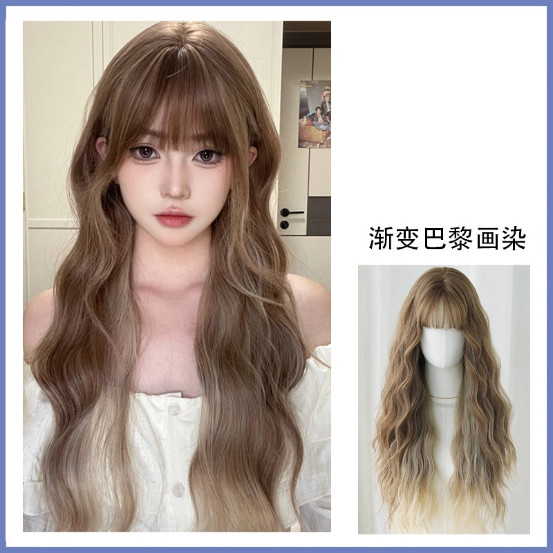 右西【雨琦弟弟】同款 假发女层次大波浪长卷发 齐刘海气质挑染渐变全头套