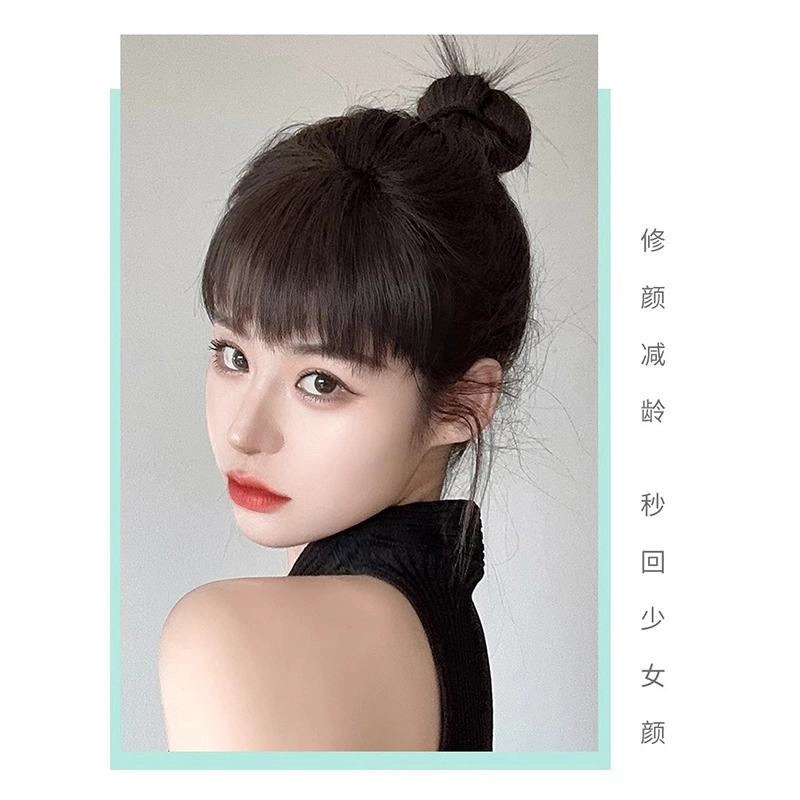 时影 真人发狗啃刘海假发 女自然前额隐形无痕短发假刘海头帘假发片贴