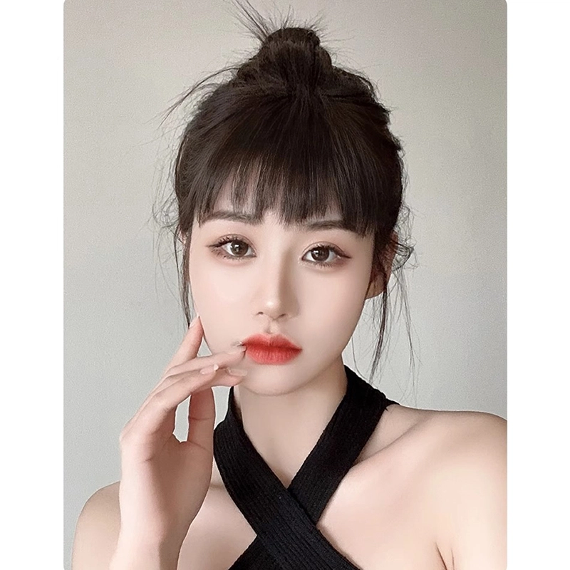 时影 真人发狗啃刘海假发 女自然前额隐形无痕短发假刘海头帘假发片贴