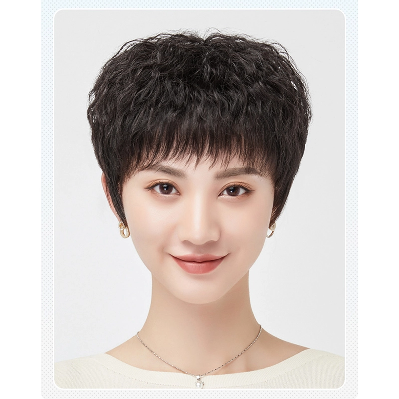 时影 假发 女妈妈发玉米烫女短发全头真发卷发洋气中老年假发套遮白发