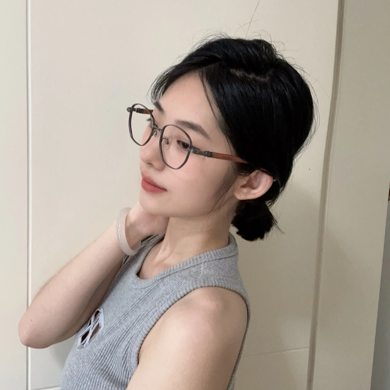 【联系客服可配度数】 佐川 时尚多边形复古原木眼镜框男潮可配近视木质眼镜女显脸小 纯钛 不规则形 光学镜架 男女同款情侣款