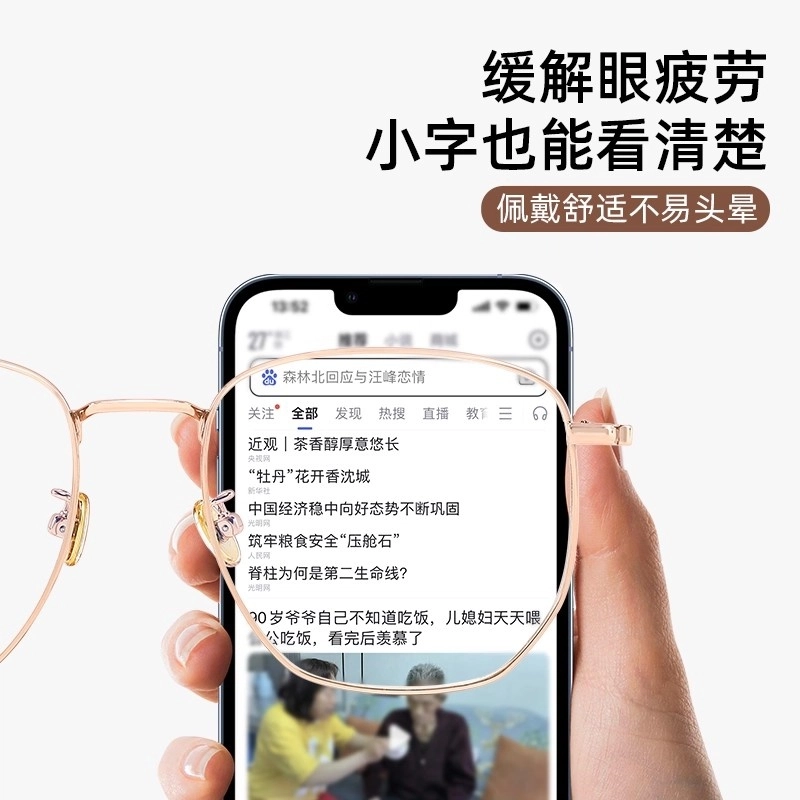佐川 时尚多边形老花 搭配正品视特耐镜片 高清护目 高档防蓝光老花 功能性眼镜 男女同款情侣款