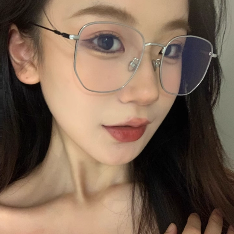 【联系客服可配度数】 佐川 超轻大框防蓝光眼镜平光显脸小 钛合金钛 不规则形 光学镜架 男女同款情侣款 可配度数 礼盒装