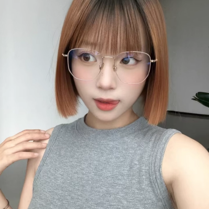【联系客服可配度数】 佐川 超轻大框防蓝光眼镜平光显脸小 钛合金钛 不规则形 光学镜架 男女同款情侣款 可配度数 礼盒装