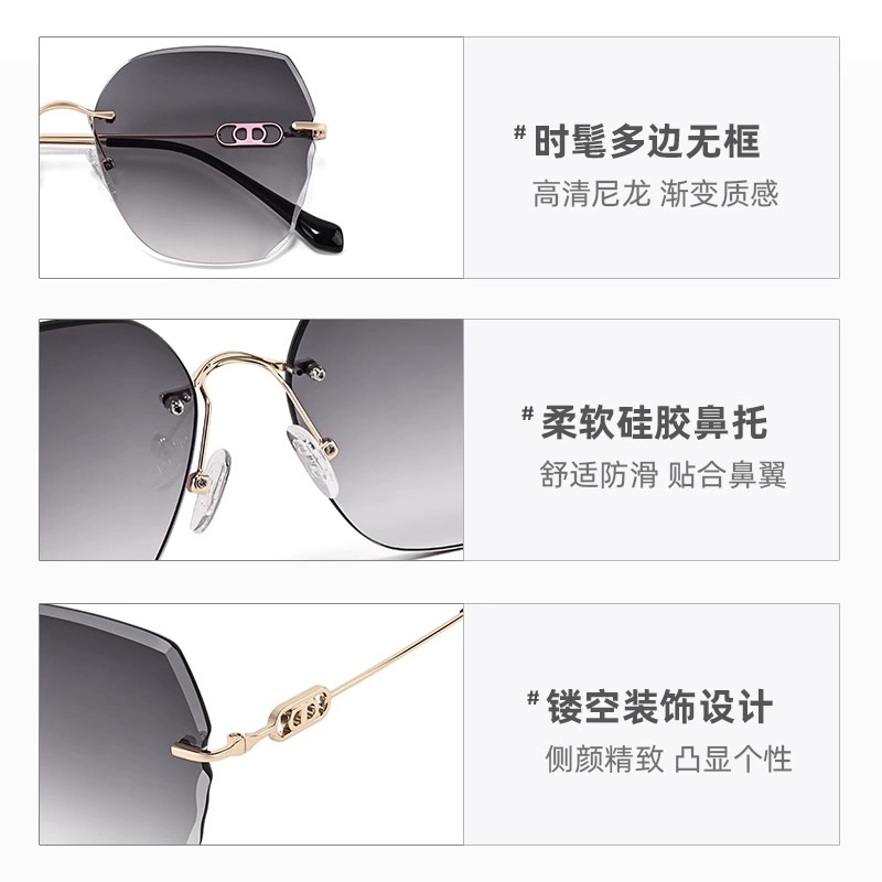 佐川 时髦渐变色墨镜 显瘦高清尼龙防紫外线 合金 不规则形 太阳眼镜 男女同款情侣款