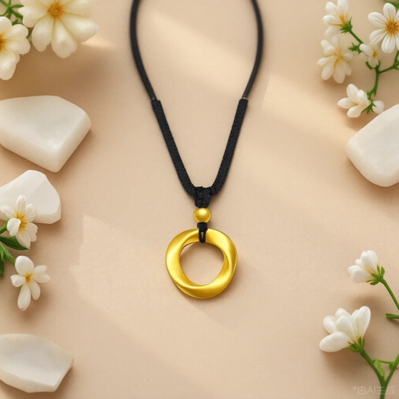 壹金金 莫比乌斯环 简约时尚 爱无止境 情定今生转运珠锁骨链#好运 足金 一口价 黄金项链 女款