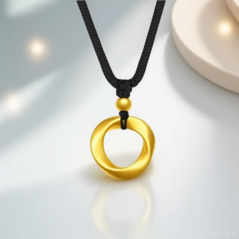壹金金 莫比乌斯环 简约时尚 爱无止境 情定今生转运珠锁骨链#好运 足金 一口价 黄金项链 女款