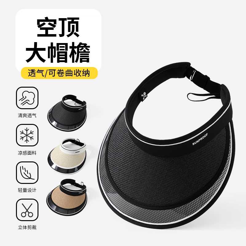 俞兆林 遮阳帽防紫外线大檐空顶草帽户外骑行出游海边沙滩遮脸太阳帽可折叠透气 锦纶 防晒帽 女款