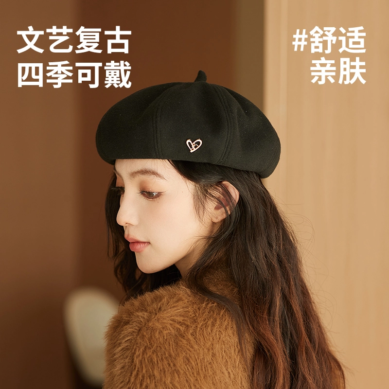 俞兆林 帽子秋冬高级感百搭显脸小八角帽复古文艺气质画家帽韩系时髦南瓜帽 聚酯纤维 贝雷帽 女款