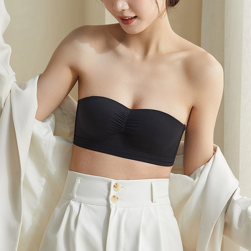 芬腾 抹胸薄款小胸聚拢无钢圈上托防下垂无痕裹胸半杯文胸 女款