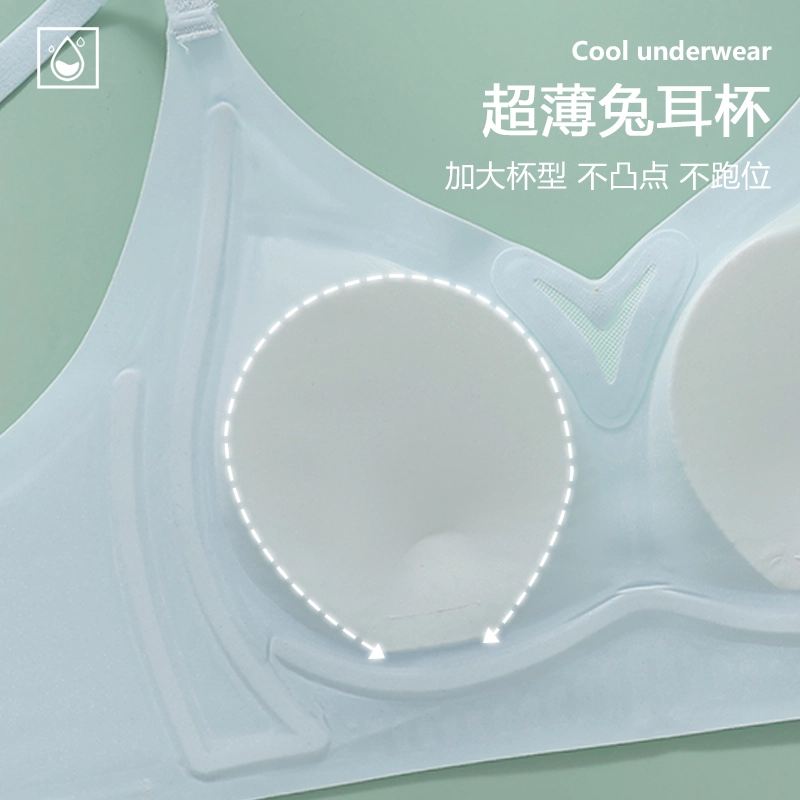 芬腾 超薄凉感果冻兔耳朵大胸显小无痕全罩杯大码聚拢收副乳文胸 女款