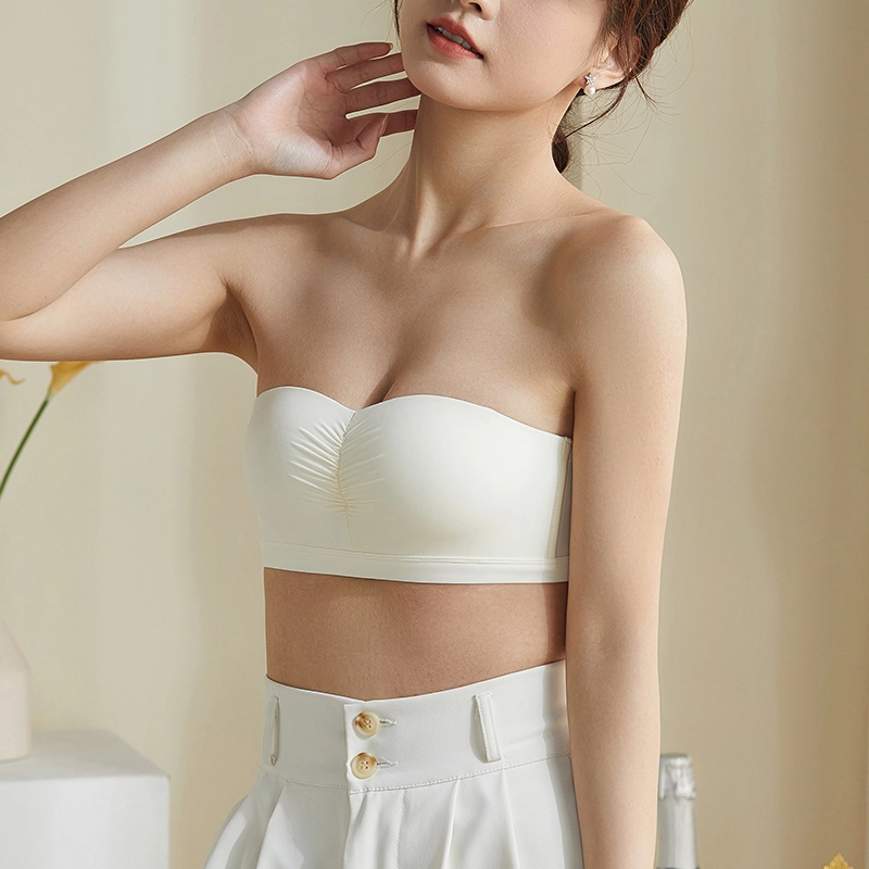 芬腾 抹胸薄款小胸聚拢无钢圈上托防下垂无痕裹胸半杯文胸 女款