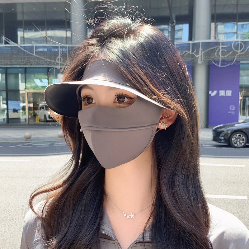 微笑鲨 黑胶帽檐  遮全脸防紫外线护眼角口罩 锦纶 防晒面罩 女款