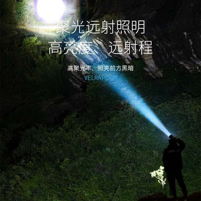微笑鲨  头灯强光超亮充电户外夜钓钓鱼专用超长续航感应头戴式照明灯矿灯  男女同款