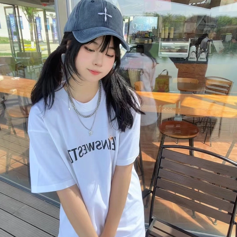 艾佳微 简约十字刺绣复古做旧户外遮阳防晒 棉质 棒球帽 男女同款情侣款