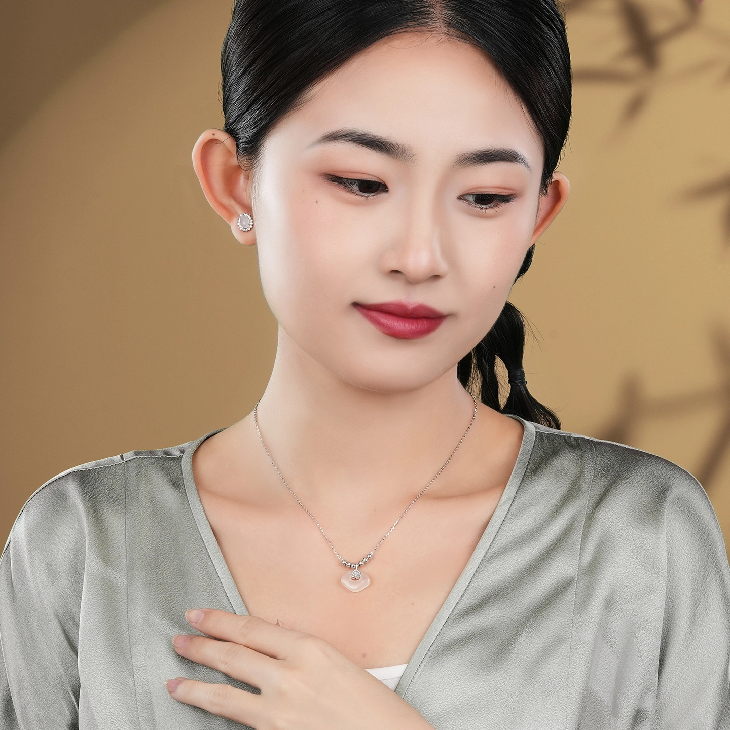 银意坊 祥云 圆珠 如意小众设计 气质 新中式#好运 玉髓 项链 女款
