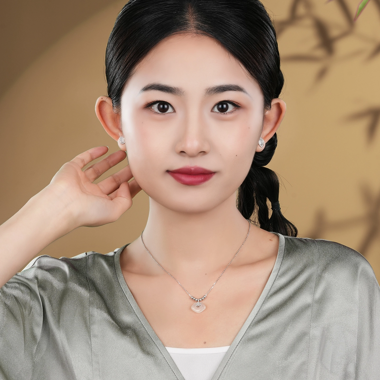 银意坊 祥云 圆珠 如意小众设计 气质 新中式#好运 玉髓 项链 女款
