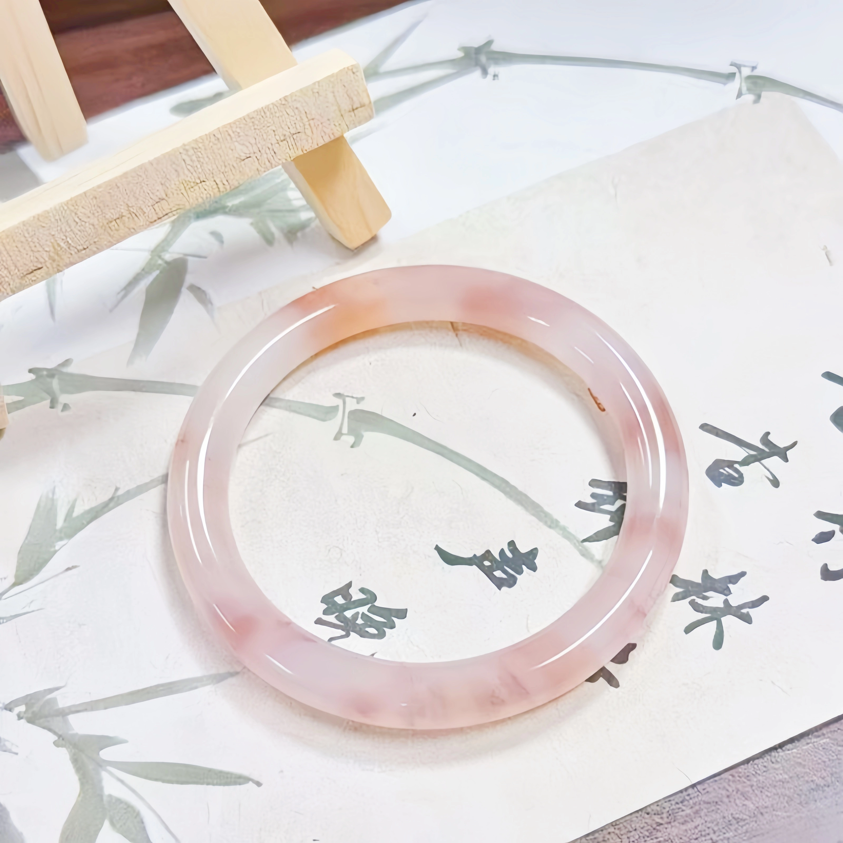 行金银中 樱花粉桃花酿 三生三世桃花灼灼温柔甜美 古色古香温润气质首饰 猫眼石 手镯 女款