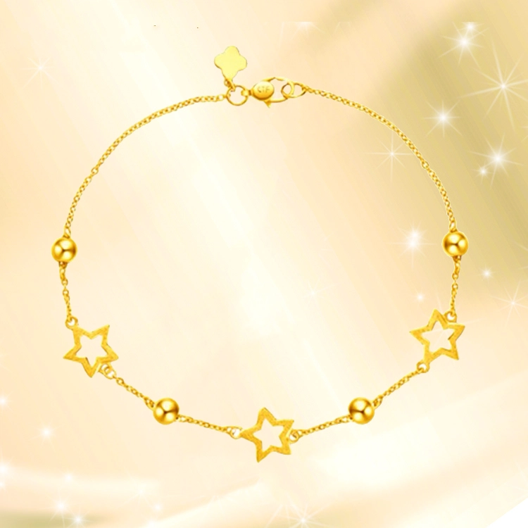 行金银中 灿烂星河 满天星转运金珠手饰 足金 一口价 黄金手链 男女同款情侣款