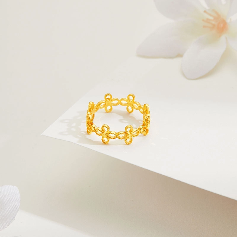 金至福 花丝 足金 一口价 黄金戒指 女