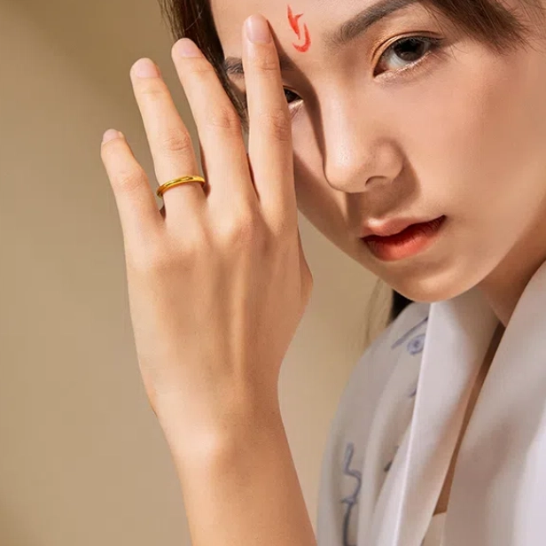 金至福 一生挚爱素圈 足金 按克计价 黄金戒指 男女同款情侣款