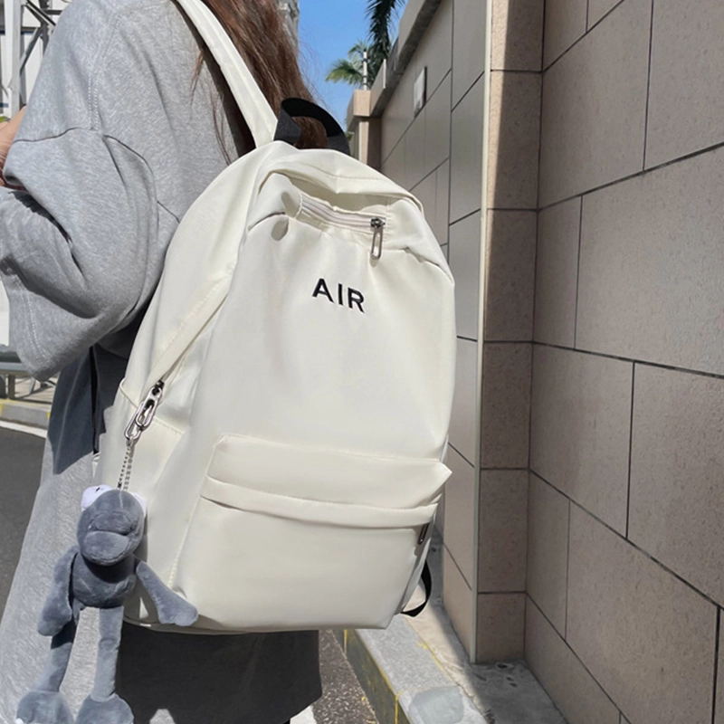 简约时尚休闲刺绣字母初中高中学生大容量通勤 尼龙 双肩包 男女同款情侣款 多色