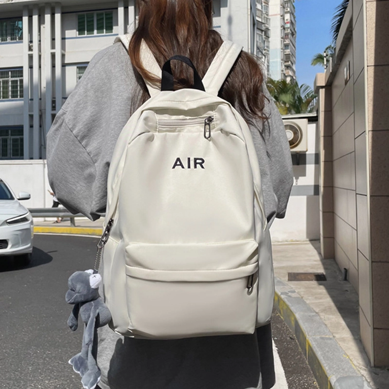 简约时尚休闲刺绣字母初中高中学生大容量通勤 尼龙 双肩包 男女同款情侣款 多色