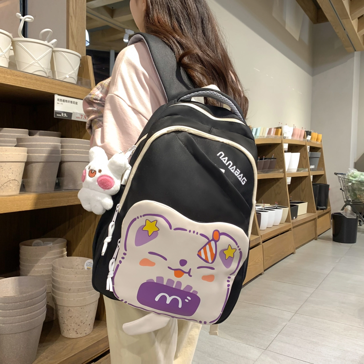 三只小鸭 可爱甜美书包女高颜值大容量双肩百搭背包 尼龙 单肩包