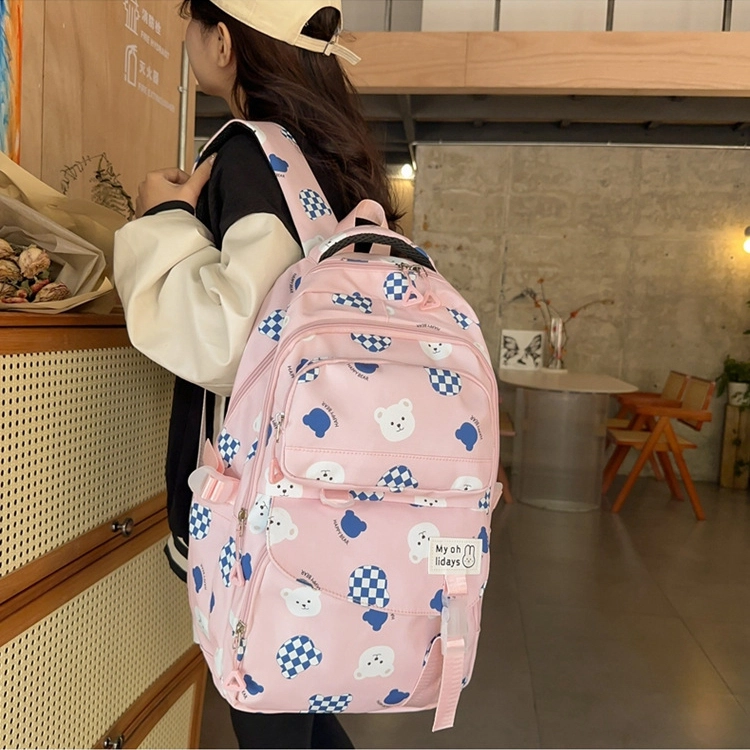 三只小鸭 女双肩包女新款韩版学生包中小学生书包原宿风背包尼龙卡通包  多色 女款