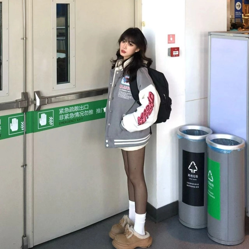 寻星记  美式潮流拼接刺绣夹克青春感与高级感并存棒球服 男女同款