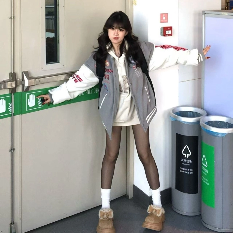 寻星记  美式潮流拼接刺绣夹克青春感与高级感并存棒球服 男女同款