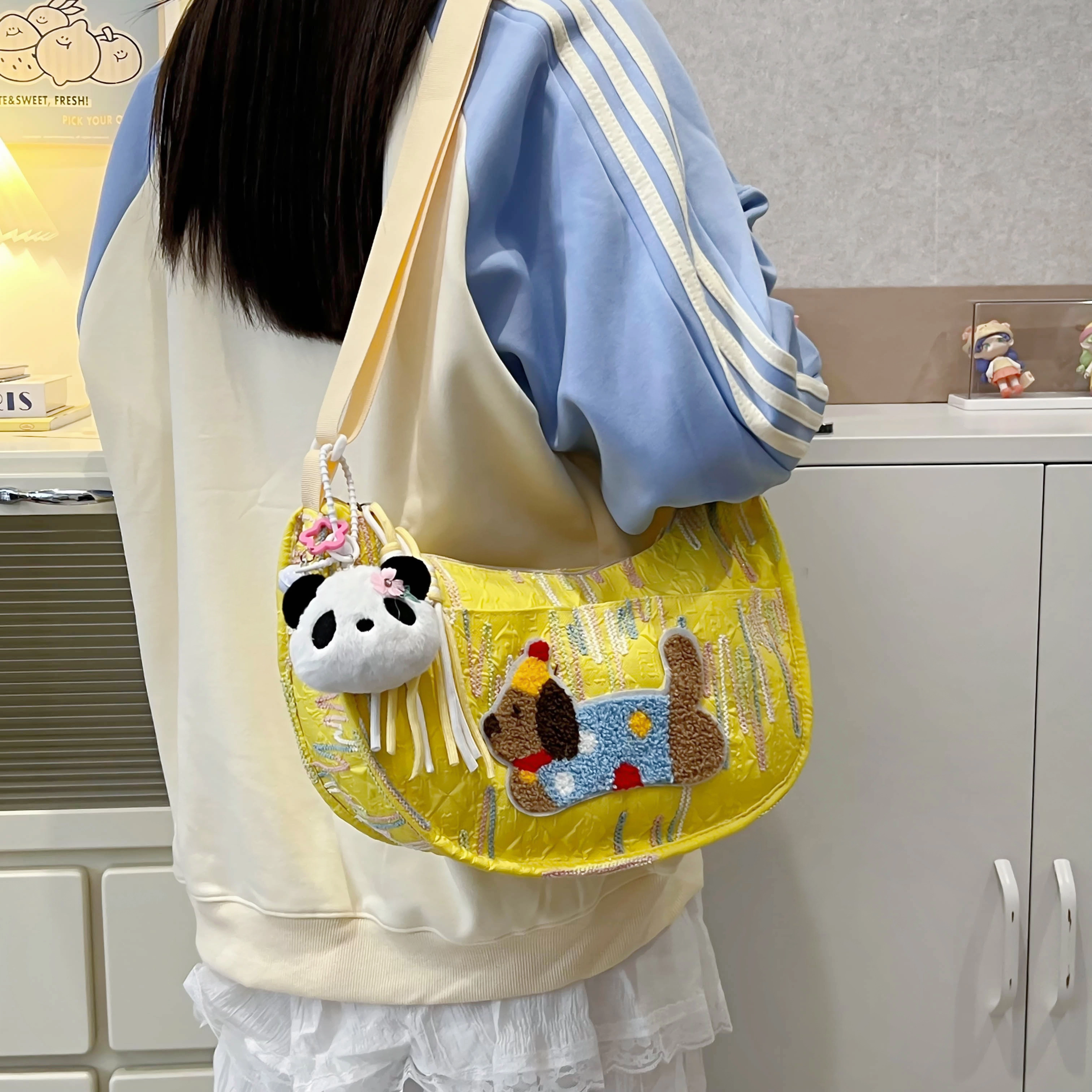 捷朗仕 时尚百搭休闲卡通小狗通勤 尼龙 饺子包单肩斜挎包 女款 多色