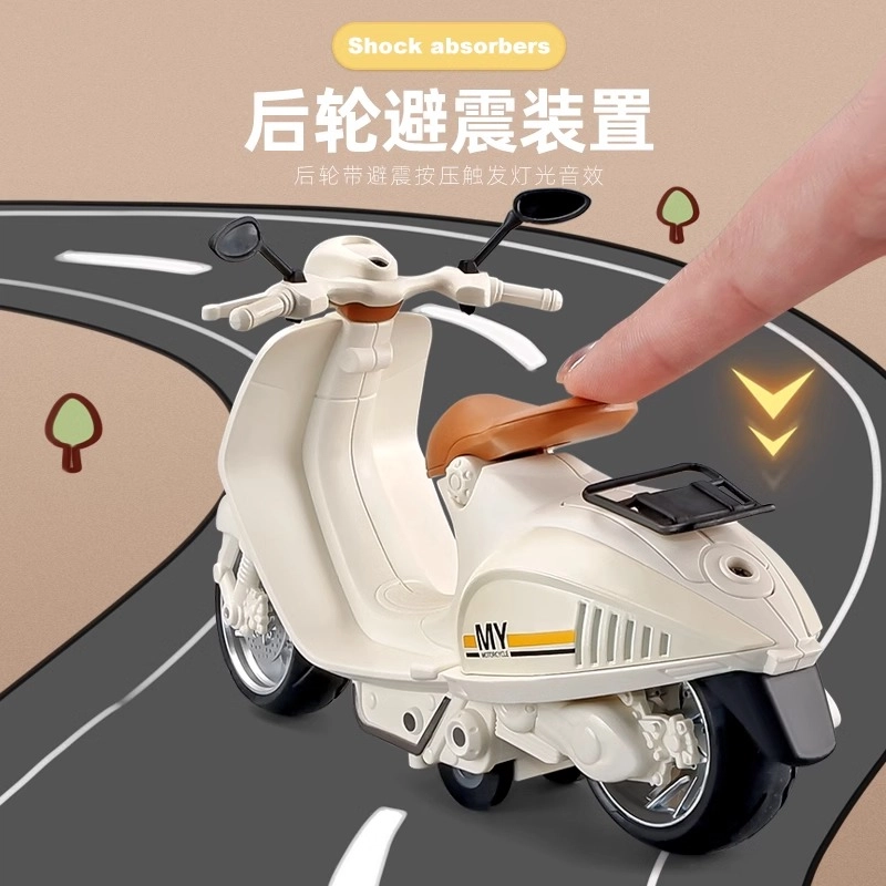 卡威 踏板摩托车 成品模型 合金 回力声光 车模礼品