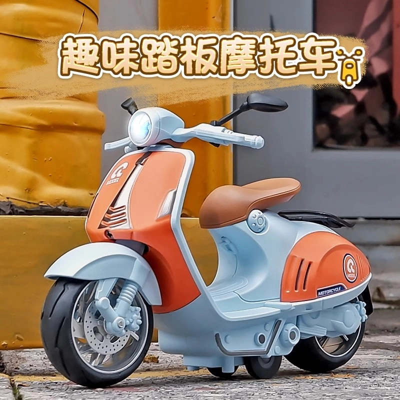 卡威 踏板摩托车 成品模型 合金 回力声光 车模礼品