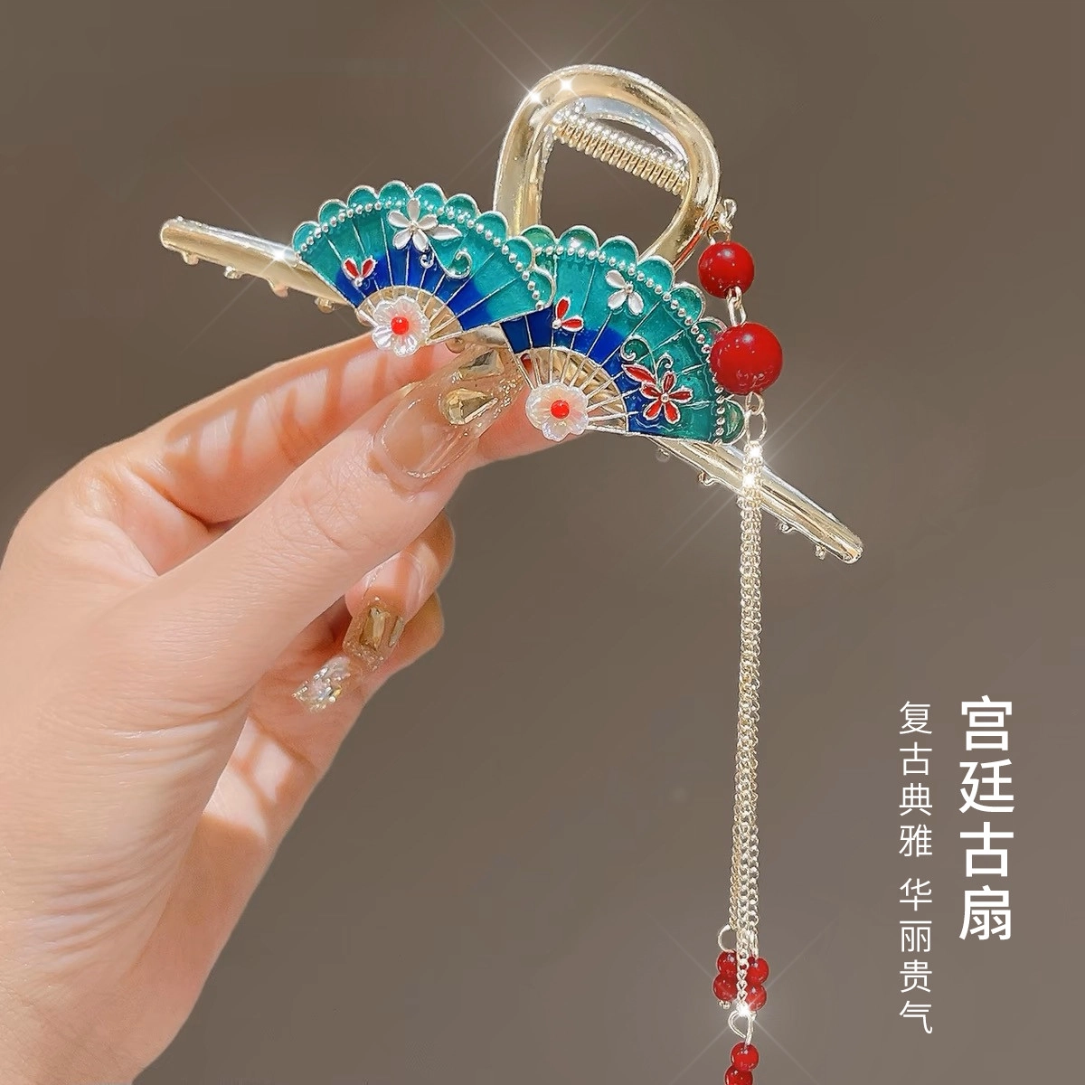 建禄 高级感国风流苏简约抓夹小清新小众设计优雅气质通勤百搭 合金 发夹 女款
