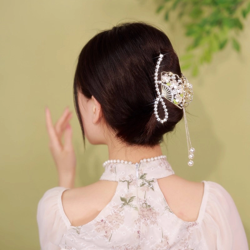 建禄 高级感扇子铃兰花简约小清新小众设计优雅气质通勤百搭 合金 发夹 女款