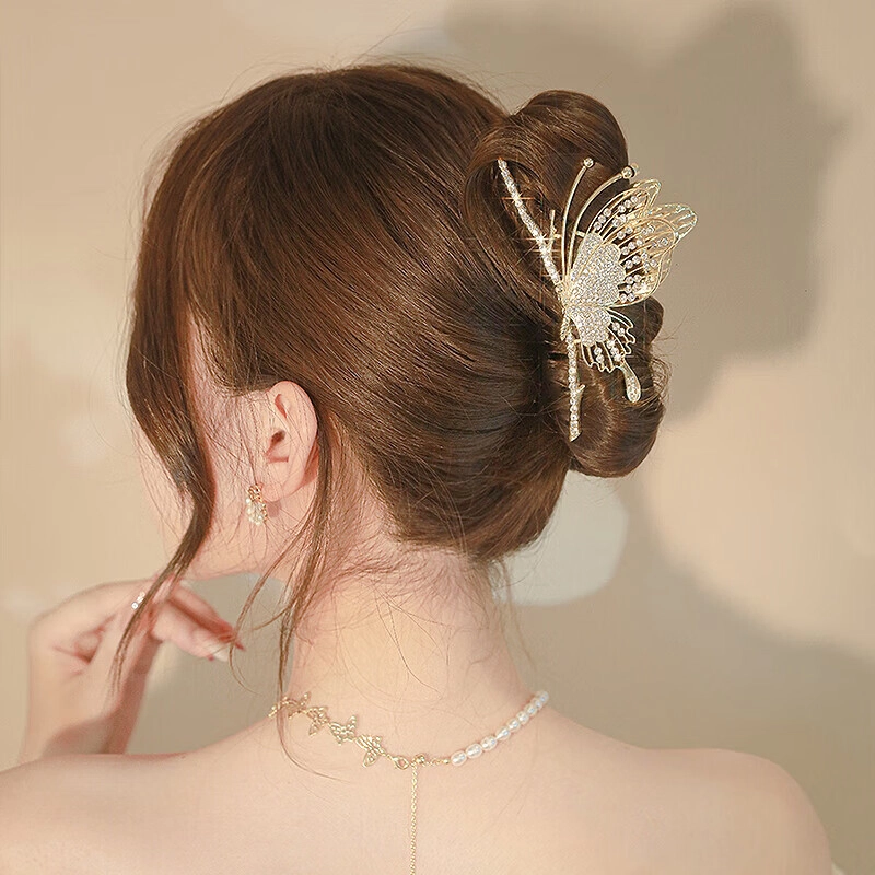 建禄 韩式高级感蝴蝶鲨鱼夹 小清新小众设计#好运 合金 发夹 女款