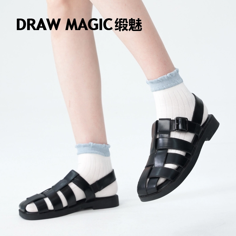 缎魅 撞色花边泡泡口中短袜 女款