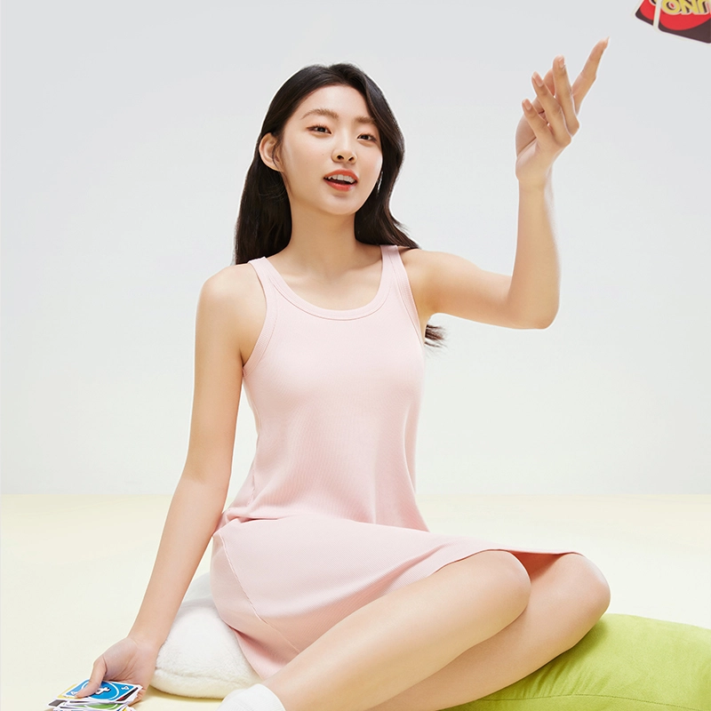有棵树 睡衣女款 春秋季带杯带胸垫睡 裙防走光吊带 家居连衣裙 女款