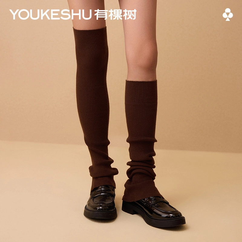 有棵树 【羊毛袜套】长筒袜女秋冬过膝保暖大腿袜纽扣开叉过膝袜套中筒袜  女款