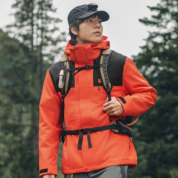 乔丹  山神系列 户外运动连帽  防水防风防泼水冲锋衣 男款 亮橙色/黑色
