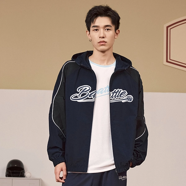 乔丹 校园篮球风格 宽松休闲轻薄舒适夹克外套 男款 新星蓝/黑色