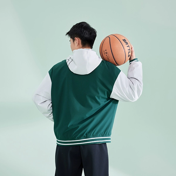 乔丹 拼色单排扣休闲运动长袖棒球服 男款 暮光绿/浅苔灰