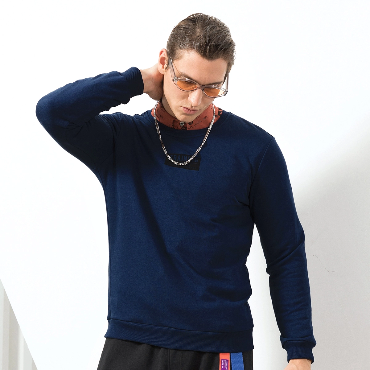 乔丹 纯色圆领套头卫衣 男款 沉静蓝