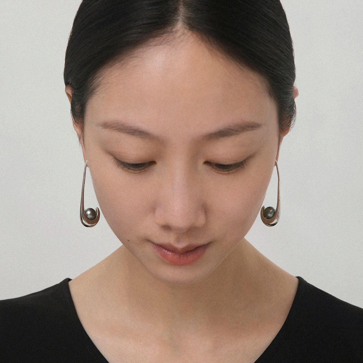 素觉 小众设计高级感气质长款大溪地黑珠 海水珍珠 耳环 女款